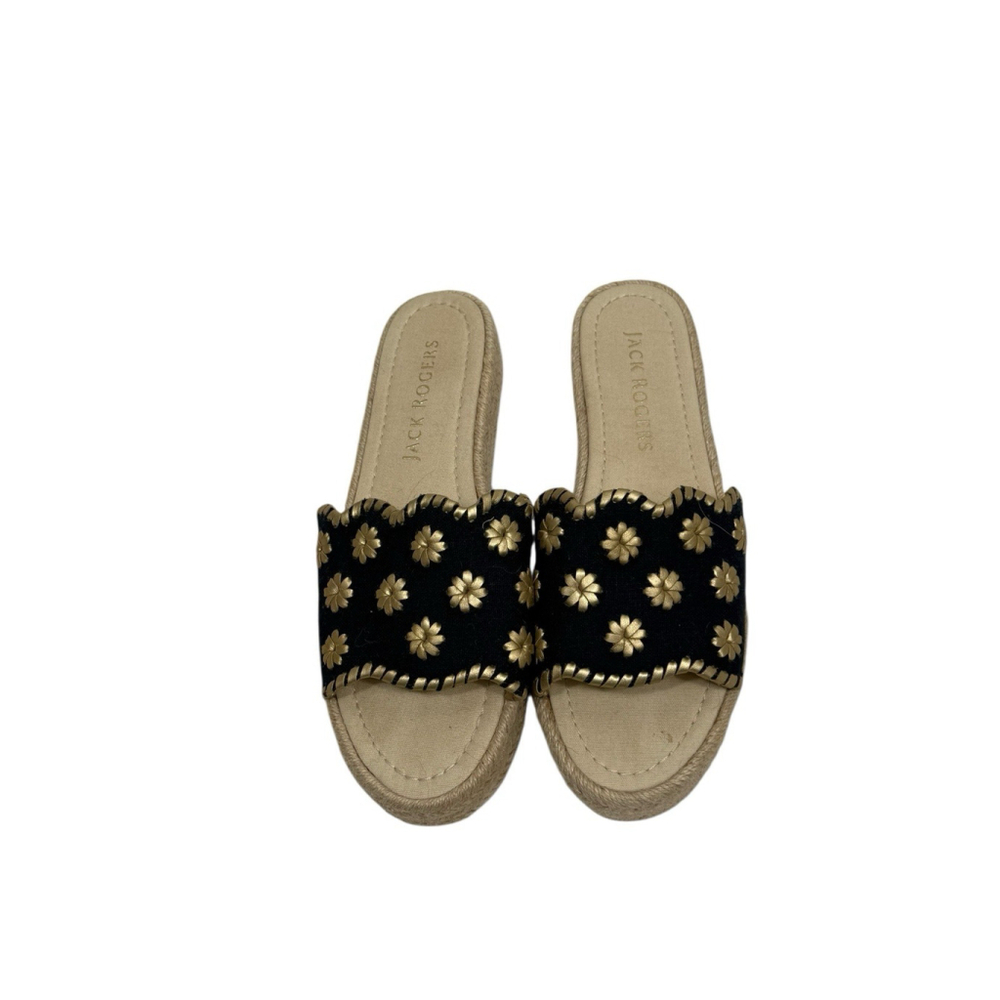 Jack Rogers Palmer Slide Espadrille Slide Midnight/Gold Size 9.5 - Picture 2 of 9